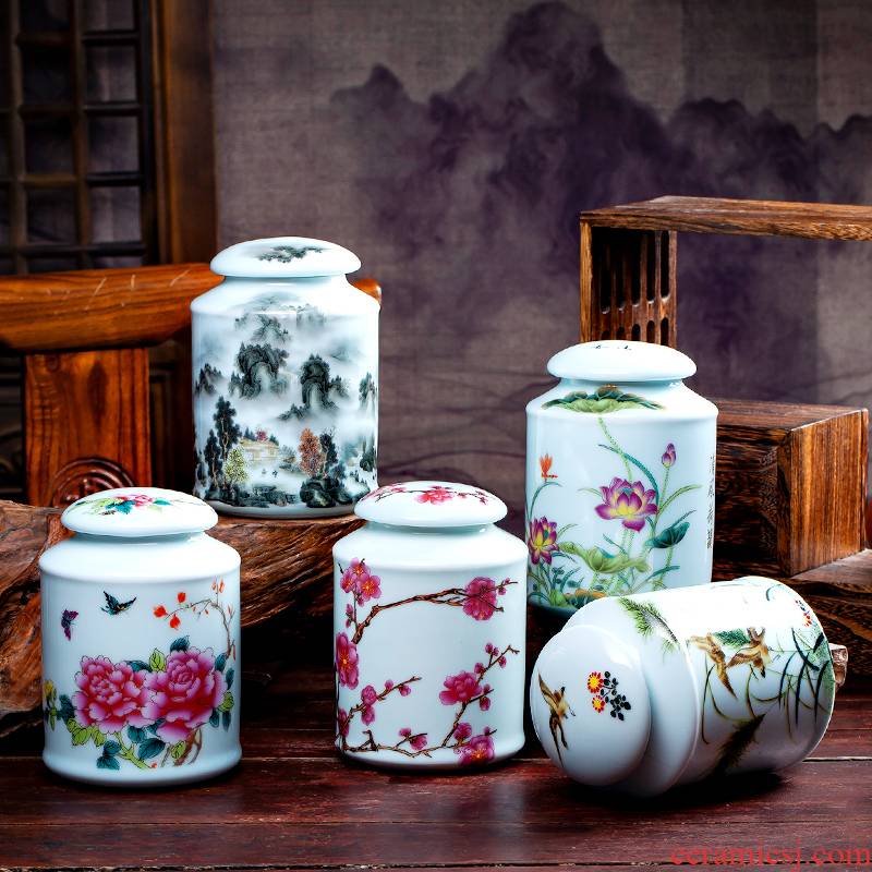 Jingdezhen ceramic household caddy fixings creative move grain storage jar jar Chinese sitting room adornment is placed