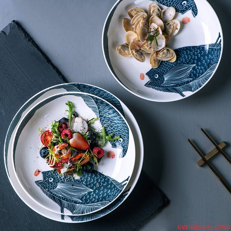 Contracted deep dish ceramic dish large cooking soup plate is installed dish plates FanPan meat dish restaurants western - style food dish