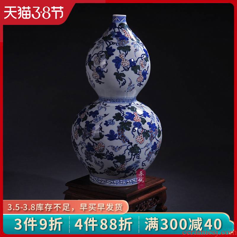 Jingdezhen blue and white youligong gourd bottle decoration ceramics vase archaize home furnishing articles in the living room