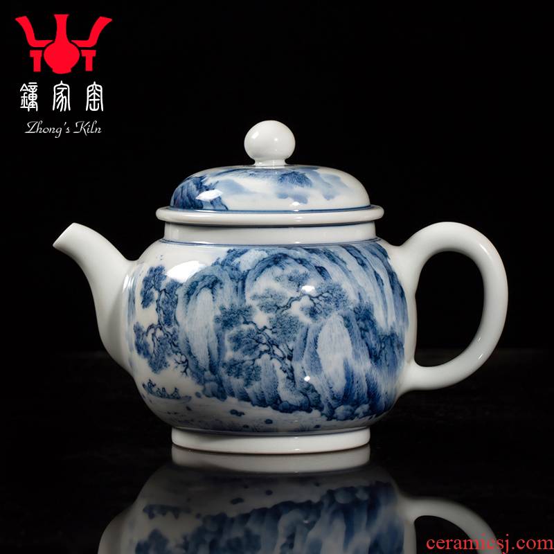 Clock home up ceramic teapot jingdezhen blue and white maintain pure manual CiHu single pot home tea tea kettle