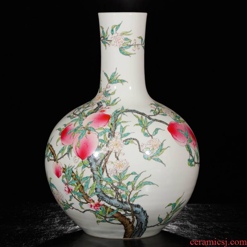 Yang Shiqi ceramic qianlong palace type and name pastel nine peach tree