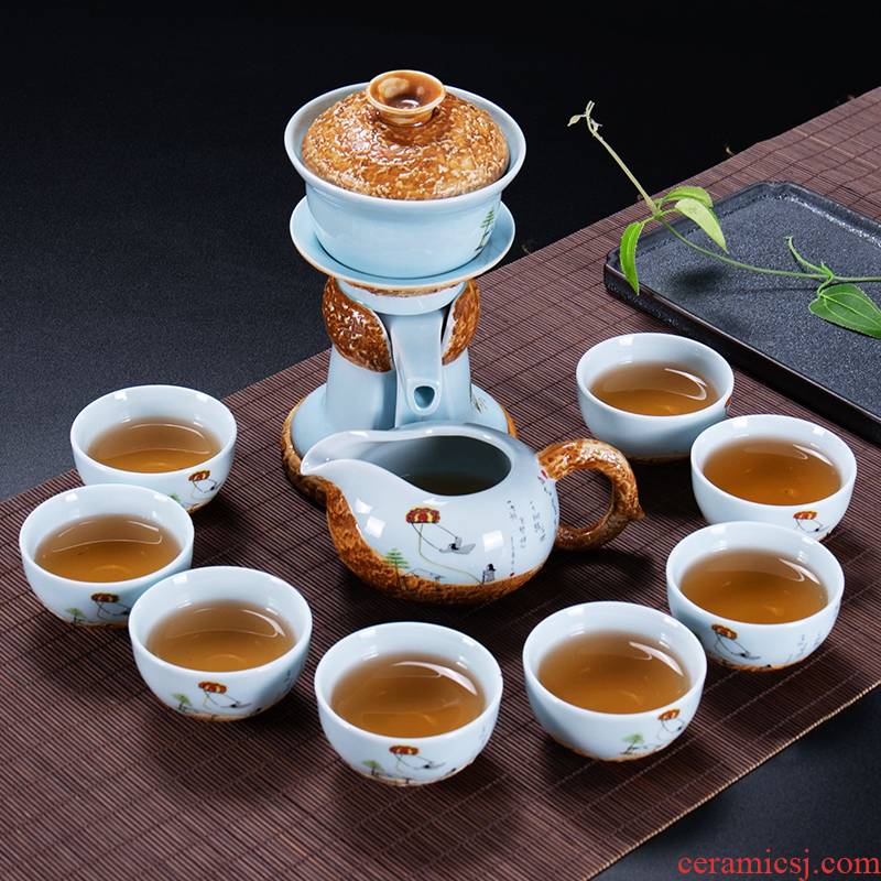 Ronkin household creative semi - automatic kung fu tea set suits for all lazy people make tea ware ceramic teapot teacup