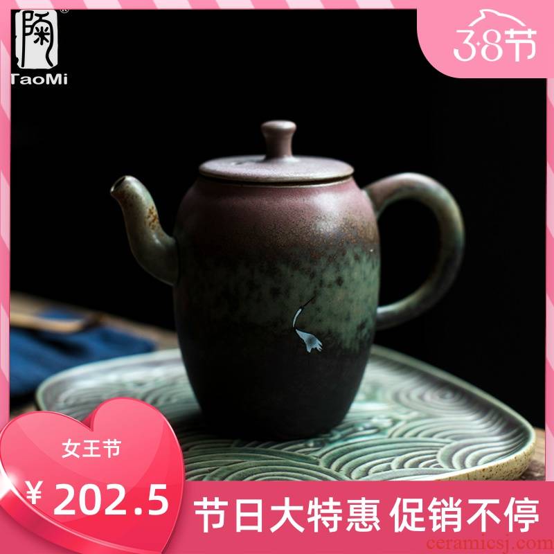 Poly real scene as manual variable coarse pottery teapot handle single pot of Chinese individual household kung fu tea water lingering finish