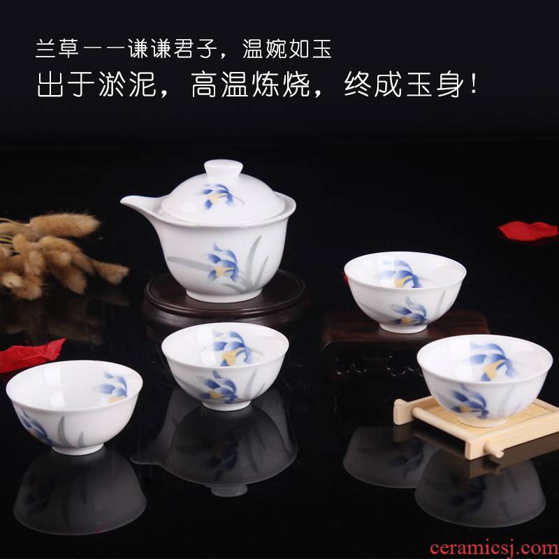 Under the liling glaze colorful tea bluegrass five practical tea ware hand - made ceramic cups lead - free cadmium