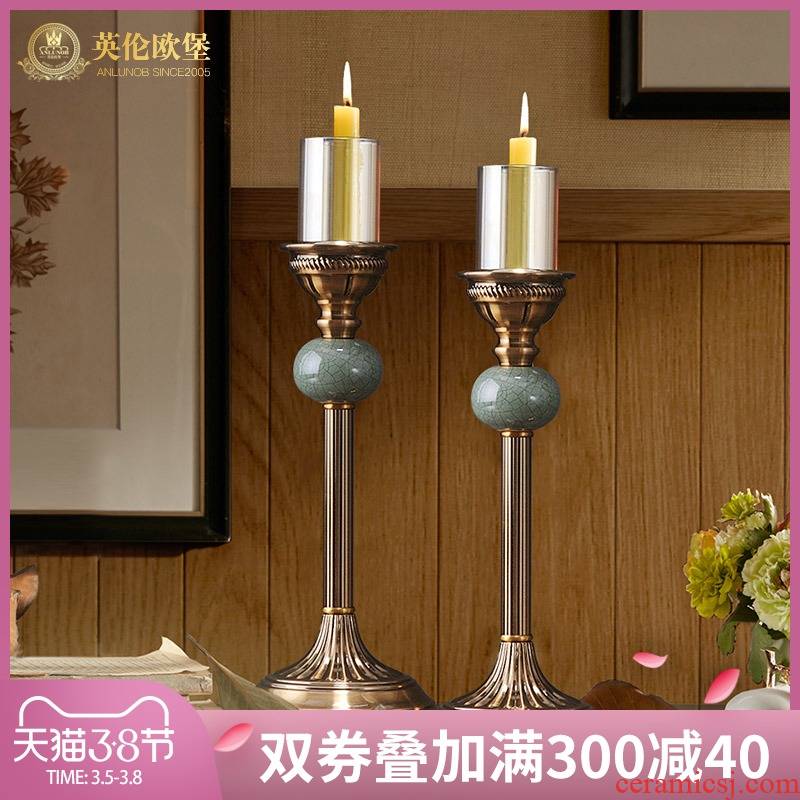 Continental candlestick furnishing articles wedding wedding props Nordic table ceramic based holders restoring ancient ways American household decorations