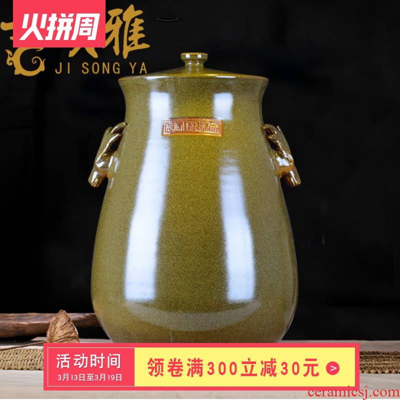 Ceramic barrel ricer box flour cylinder surface of cylinder storage bins 50 pounds of tea at the end of the glaze of jingdezhen Ceramic tank meters altar