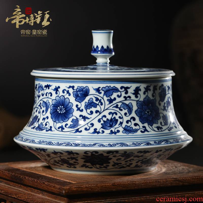 Imitation of the qing emperor kangxi with hand - made sitting room put lotus flower tea canister to jingdezhen ceramics home decoration furnishing articles