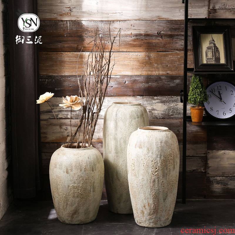 Ceramic floor dry flower vases, restoring ancient ways is I and contracted Nordic flower arrangement home stay facility pottery flowerpot sitting room adornment is placed
