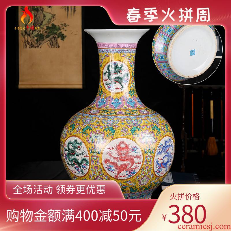 Archaize of jingdezhen ceramics powder enamel of large vases, classical Chinese style living room Angle of what adornment furnishing articles, Kowloon