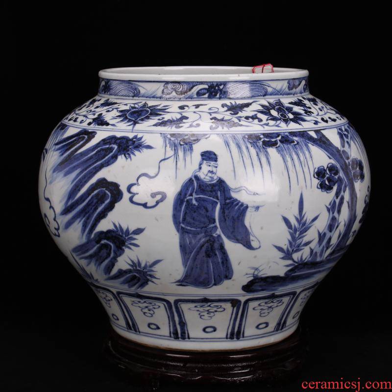 Jingdezhen ceramics vase furnishing articles stories of Chinese style household adornment hand - made archaize yuan blue and white big pot