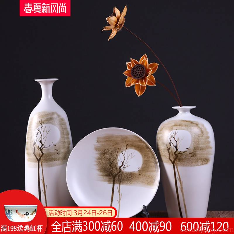 Modern new Chinese style is classic adornment teahouse zen furnishing articles ceramic vase in the sitting room porch dried flowers flower arrangement of jingdezhen