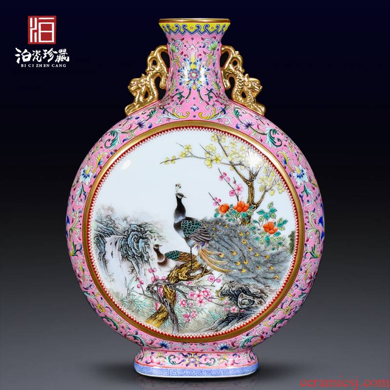 Jingdezhen ceramic imitation the qing qianlong red powder enamel with double - sided dress sitting room adornment is placed on the vase