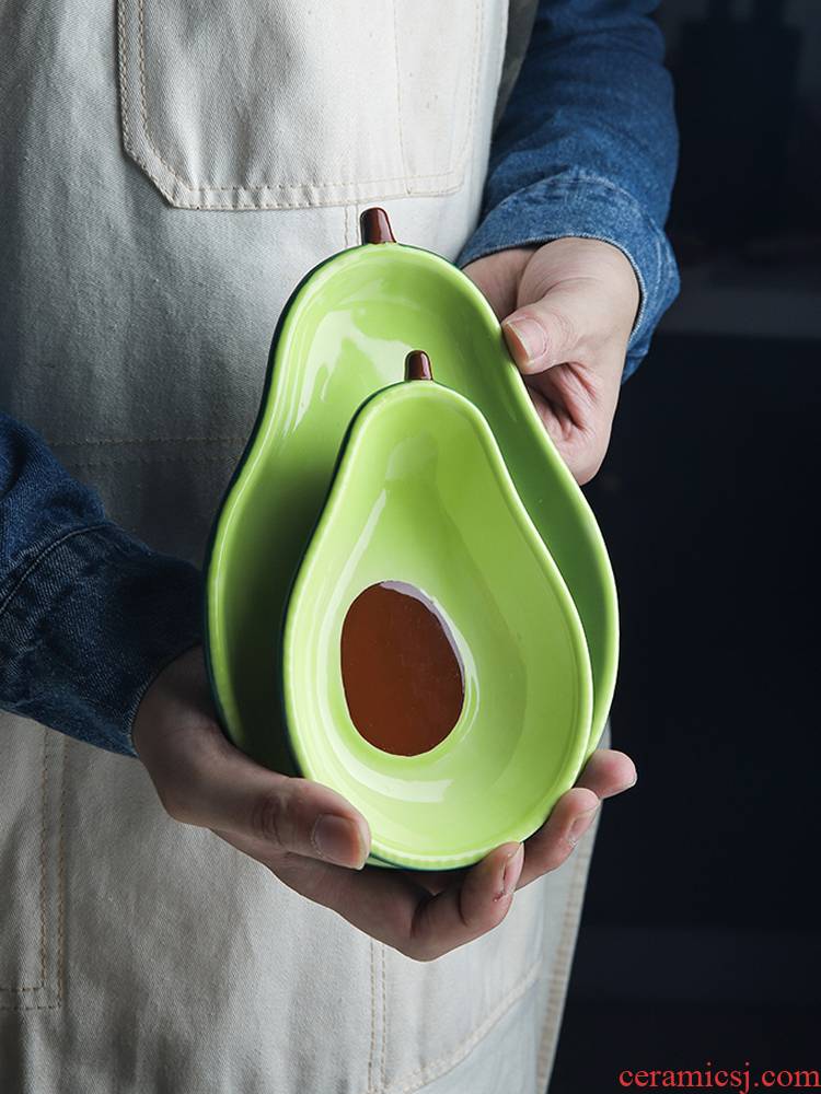 Selley Korean express girl but avocado modelling ceramic salad bowl dessert snacks disc dessert plate fruit bowl
