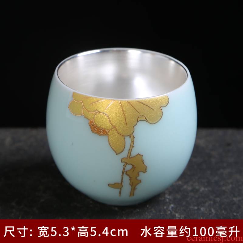 Celadon coppering. As silver tea cup 99 sterling silver ceramic cups little, kung fu single cup silver cup white porcelain purple sand cup master