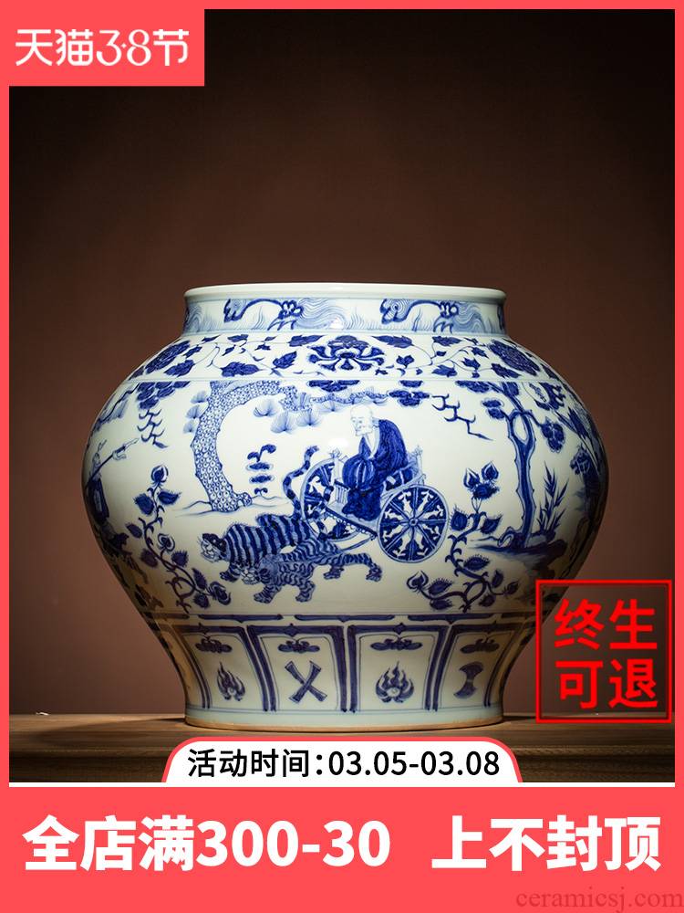 Better sealed up with jingdezhen ceramic guiguzi down large Chinese blue and white porcelain is general furnishing articles can rich ancient frame porcelain