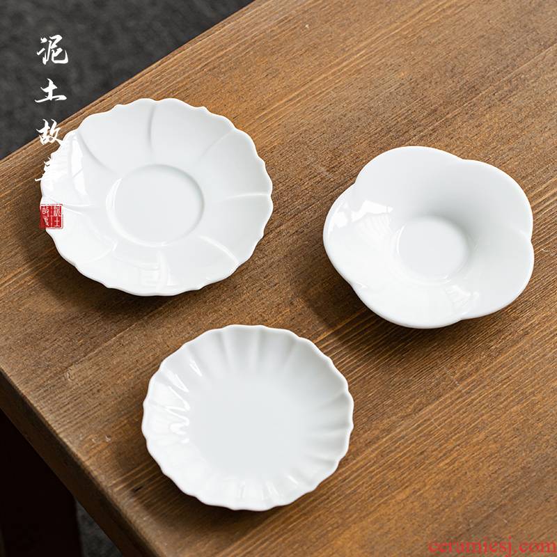 Earth story jingdezhen sweet white cup mat Japanese ceramic sample tea cup white kung fu tea tea pad insulation