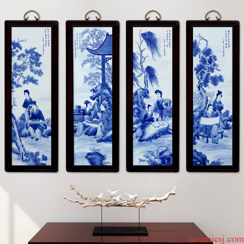Jingdezhen porcelain ceramic four screen template sitting room adornment picture setting porch corridor wall mural hang a picture
