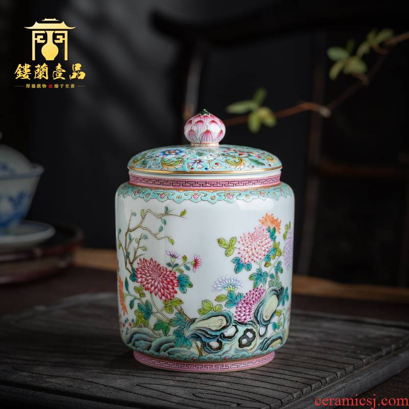 Jingdezhen ceramic all hand - made pastel heavy full by pu 'er tea pot lid can receive storage collection of tea