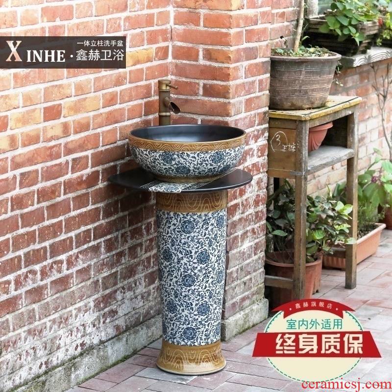 Ceramic pillar lavabo household arts balcony is suing toilet ground integrated basin that wash a face the pool that wash a face basin