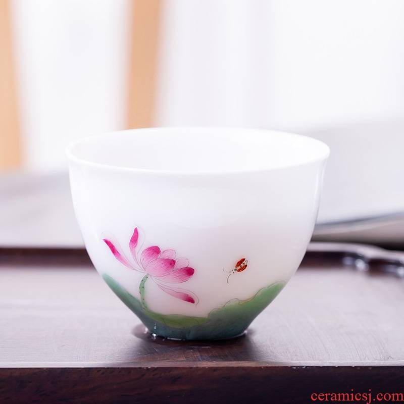 Gentleman 's gift sample tea cup of jingdezhen ceramic cups kung fu tea set hand - made pastel master cup small single white porcelain cup