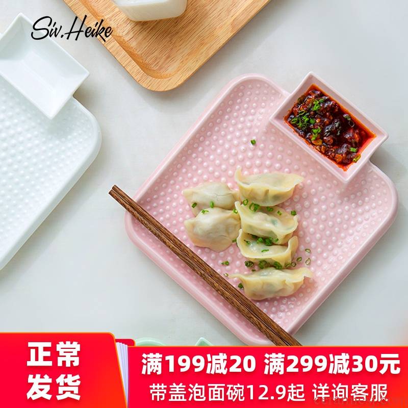 Creative household ceramics dribbling vinegar dish taste sushi plate rectangular dumplings plate plate plate