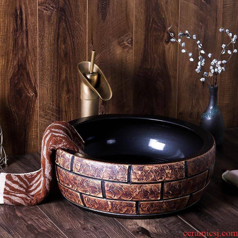 Jingdezhen ceramic sink basin on restoring ancient ways round Europe type move hotel bathroom art dish washing basin