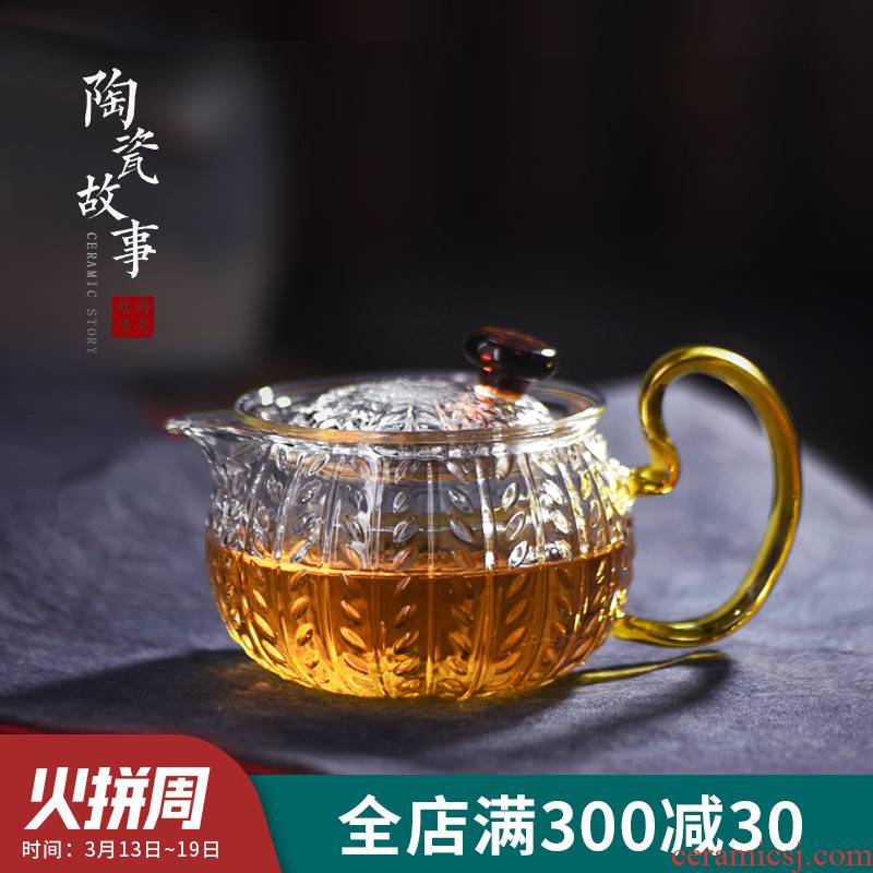Ceramic teapot story little teapot tea separation, high temperature resistant glass hammer floret teapot tea set