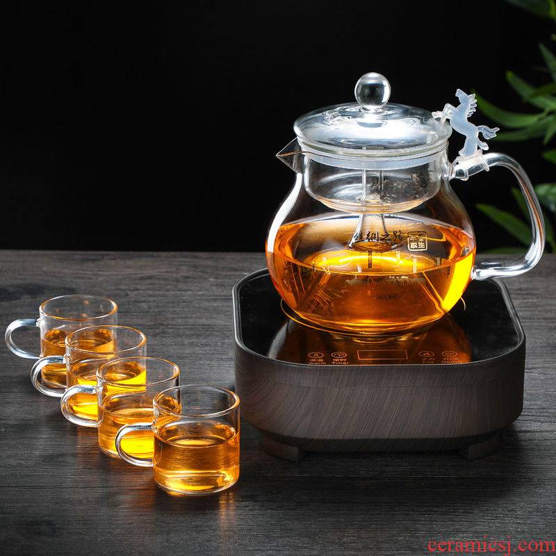 King hering steaming pot steam boiling tea more heat resistant glass teapot flower pot the boiled tea, the electric TaoLu household