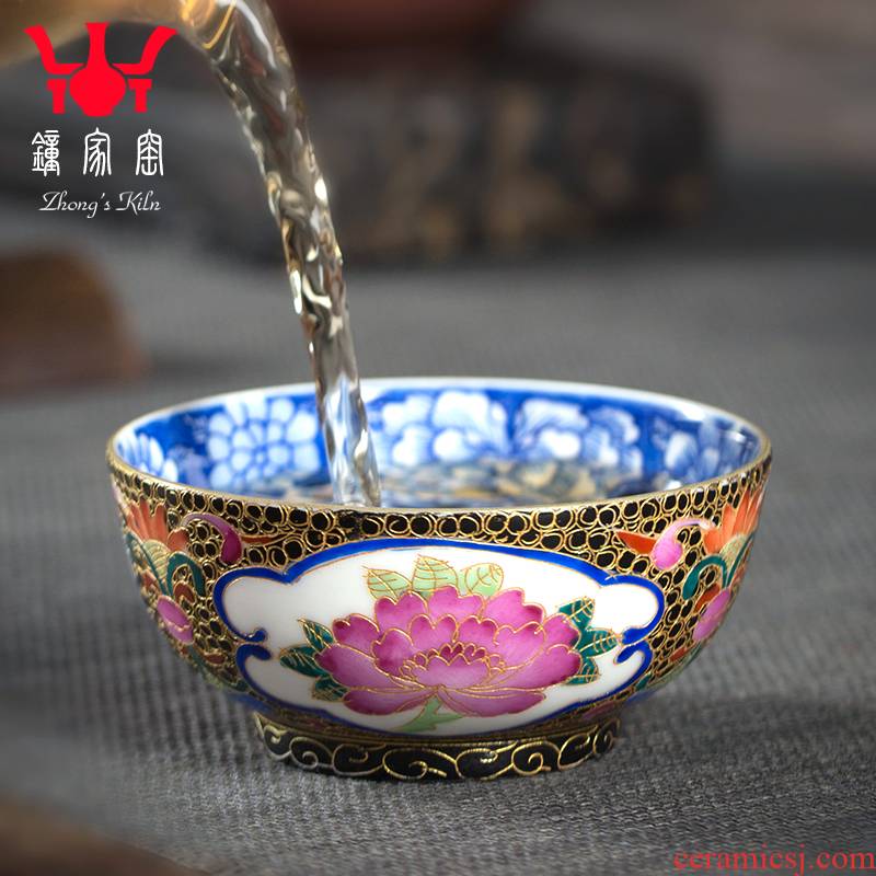 Clock home office cup jingdezhen up manually masters cup colored enamel triangle flowers pattern circle flower is high - grade ceramic kung fu tea set