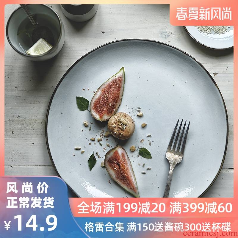 Lototo Japanese creative Nordic ins household ceramic disc steak dinner plate flat 0 plate tableware