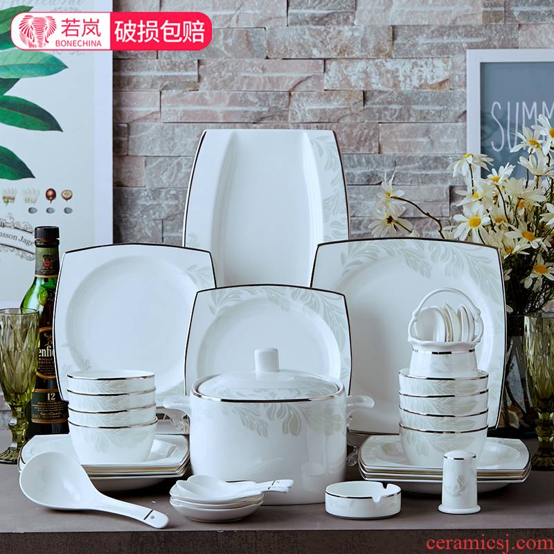 Ipads China tableware suit dishes ceramic dishes suit household Chinese students eat large bowl chopsticks sets of 10