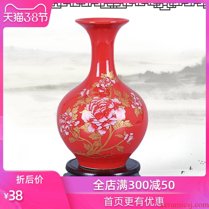 Mesa of jingdezhen ceramic vase creative furnishing articles Chinese red porcelain vase flowers, jingdezhen porcelain household act the role ofing is tasted