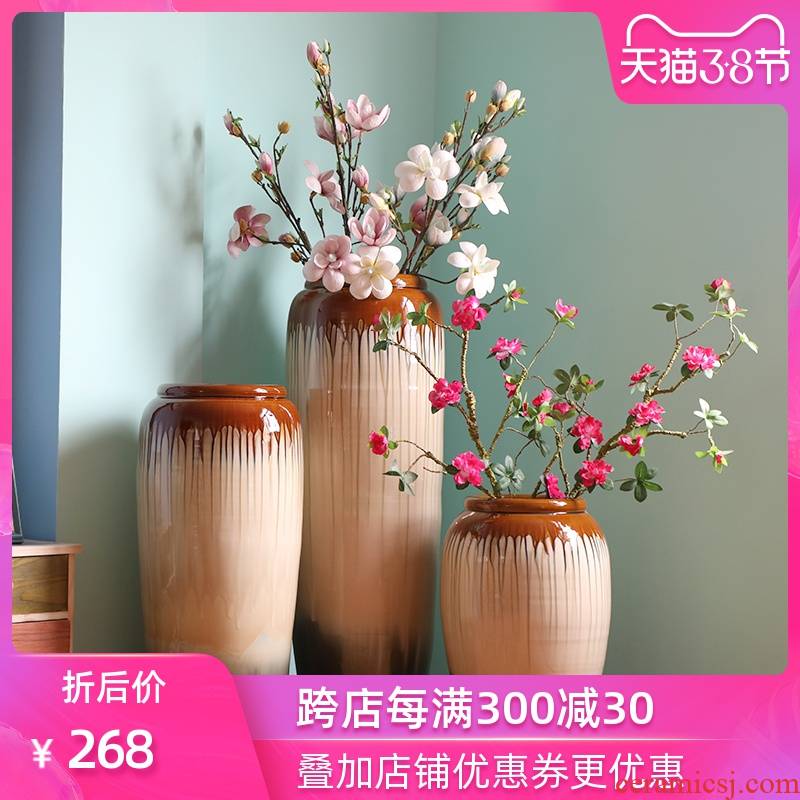 Jingdezhen dried flower vase landing modern Chinese style is contracted dry flower arranging flowers is placed extra large ceramic the sitting room porch