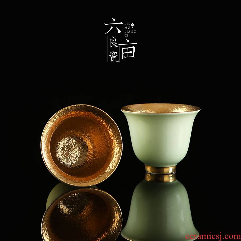 Gold cup Gold cup 999 pure Gold tea master cup single CPU ceramic marigold yellow pigment