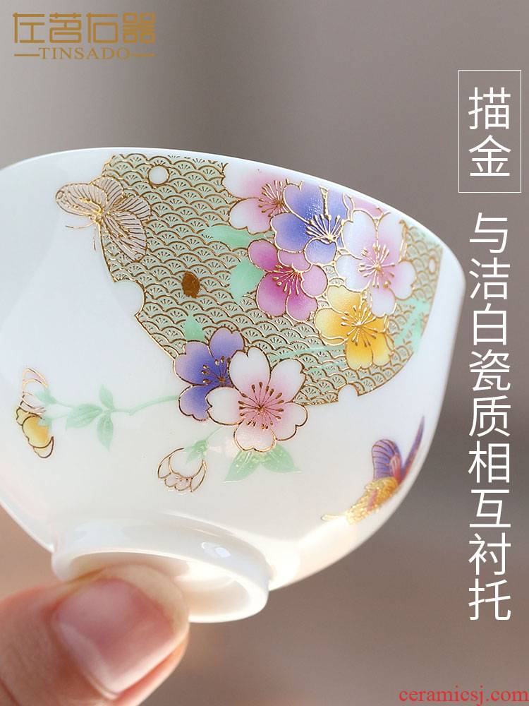 ZuoMing right is white porcelain tea cups masters cup single CPU only large sample tea cup kunfu tea ceramic cup