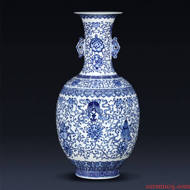 Jingdezhen ceramics hand - made porcelain sweet ears vase and furnishing articles archaize sitting room adornment of new Chinese style