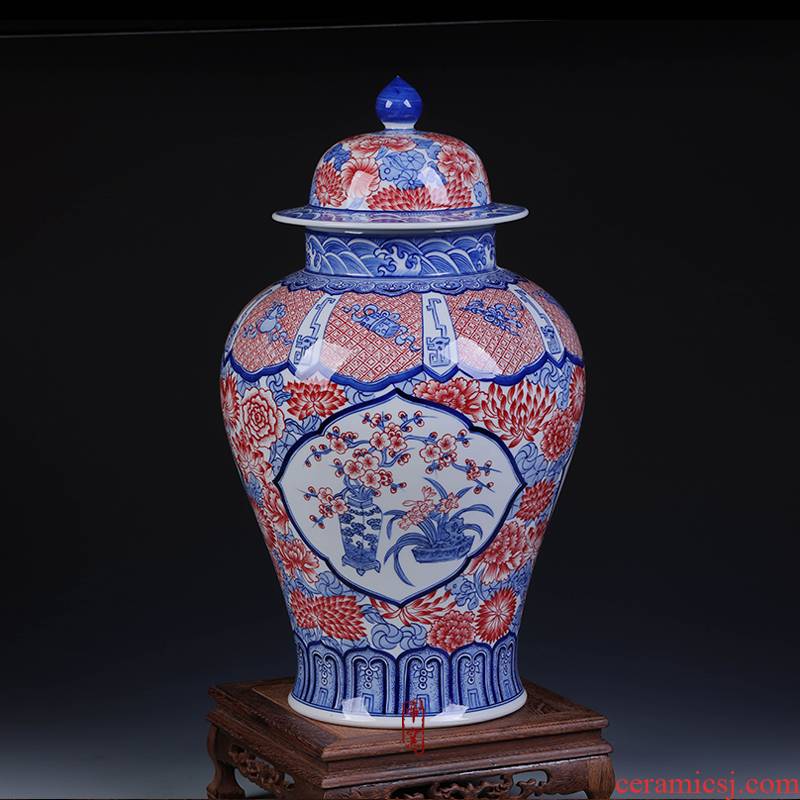 Jingdezhen ceramic vases, antique hand - made porcelain youligong general porcelain pot sitting room home furnishing articles