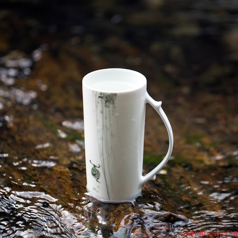 Landscape green cattle hand - made jingdezhen manual creative glass ceramic cup female male couples mark cup large capacity