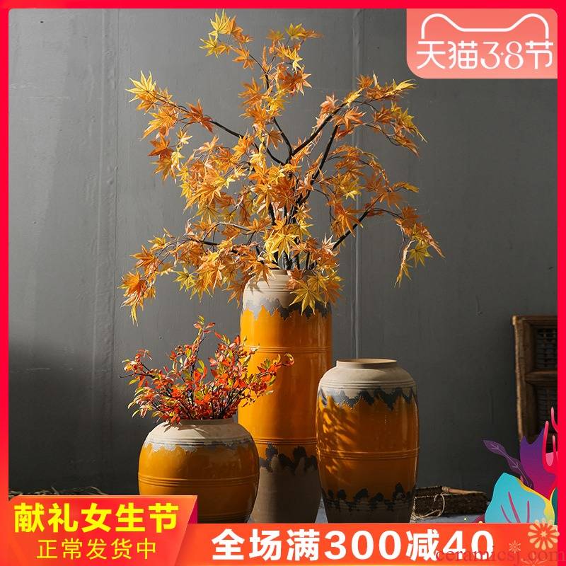 Jingdezhen retro nostalgia vase sitting room, dining - room mall coarse pottery flower flower arranging the be born ceramic decoration