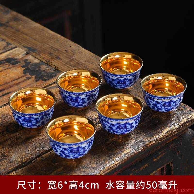 Blue and white porcelain ceramic big kung fu tea cups Chinese single cup tea cup archaize personal cup sample tea cup master CPU