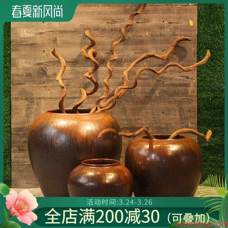 Hotel restaurant decoration ceramic vase tea house sitting room adornment flower arranging flowers, flower implement hall between example furnishing articles