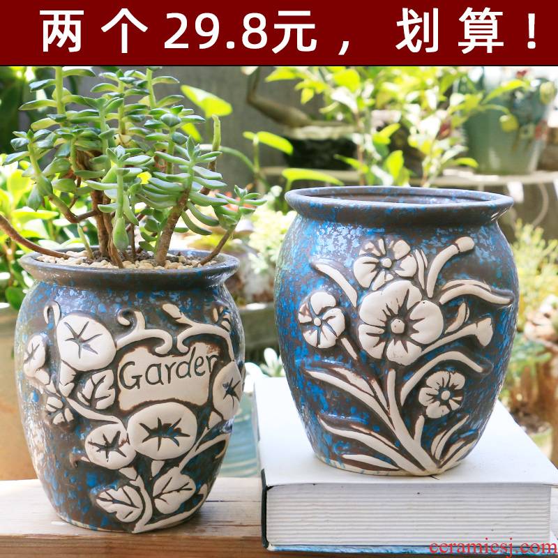 Fleshy flower pot large old running of large diameter zhuang zi special offer a clearance creative contracted crude some ceramic porcelain clay flower POTS