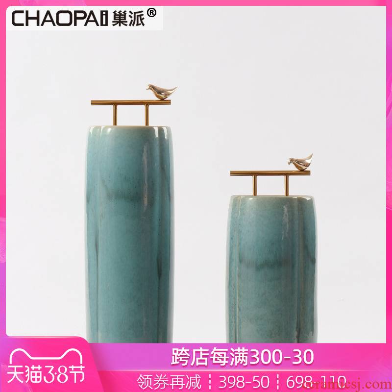 Chinese style porch ceramic pot furnishing articles flower vases, flower implement soft adornment corridor corridor hotel mock up room decoration