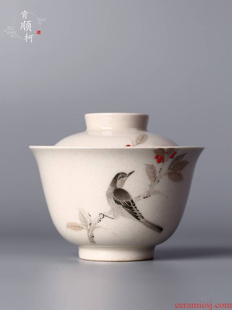 Kombucha tea tureen single tea set of jingdezhen tea Xie Shilin hand - made flowers plant ash glaze tea bowl of tea set