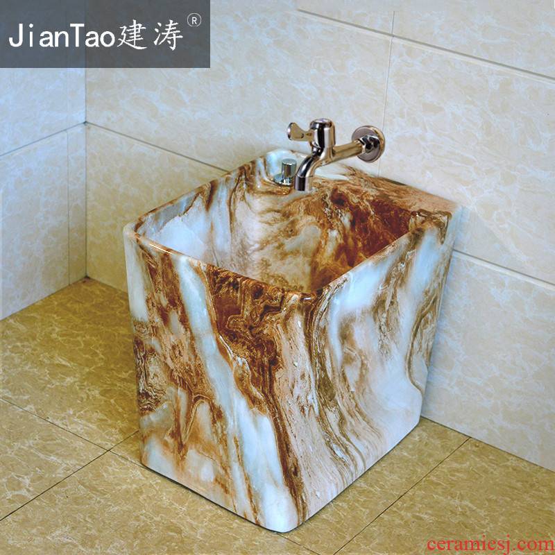 Build out marble large mop pool household balcony ceramic wash mop pool table control automatic mop pool water