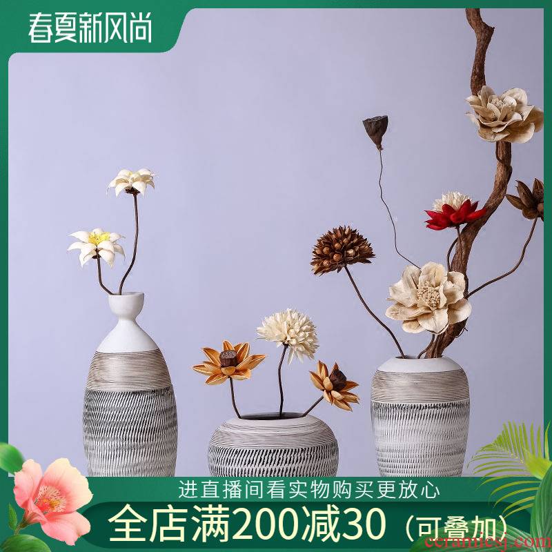 Jingdezhen ceramic vases, flower, flower implement hydroponic three - piece crafts move furnishing articles furnishing articles of adornment of the sitting room
