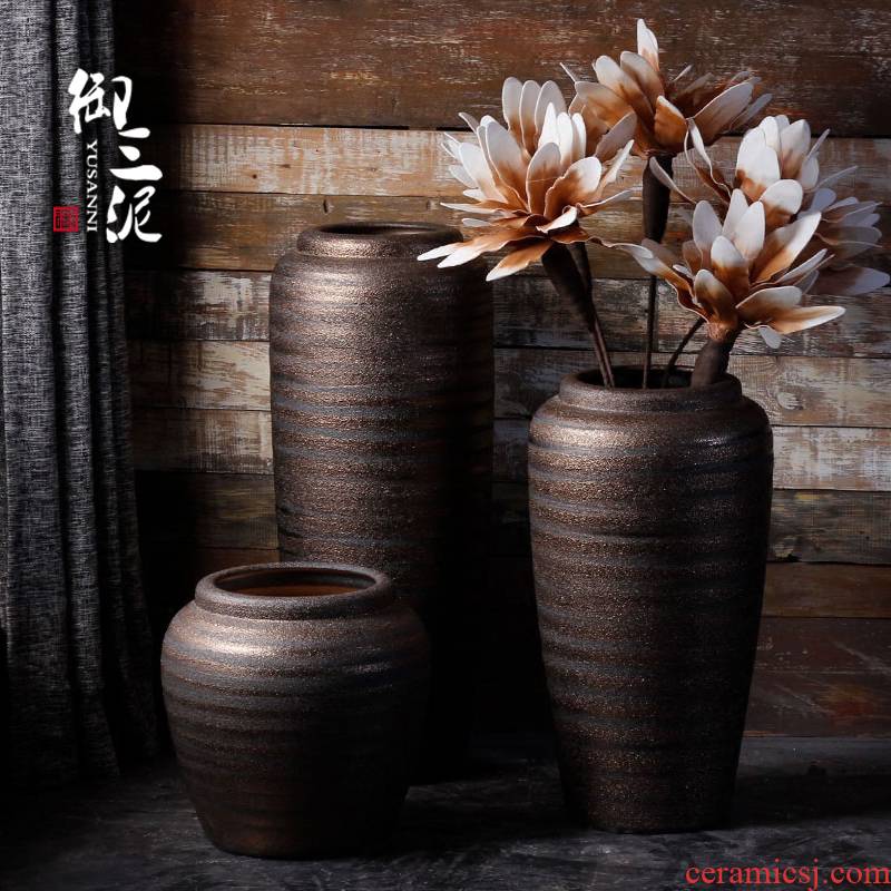 Jingdezhen sitting room of large vases, ceramic pottery flower arranging furnishing articles American new Chinese style is contracted and I adornment