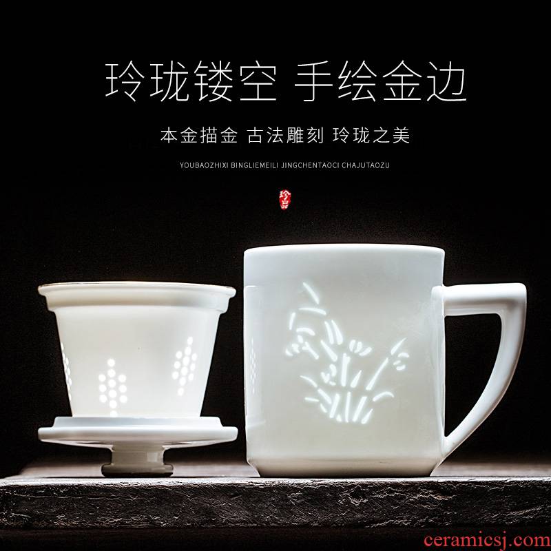 Jingdezhen ceramic filter cup tea cups separation exquisite household tea cups with cover cup by patterns