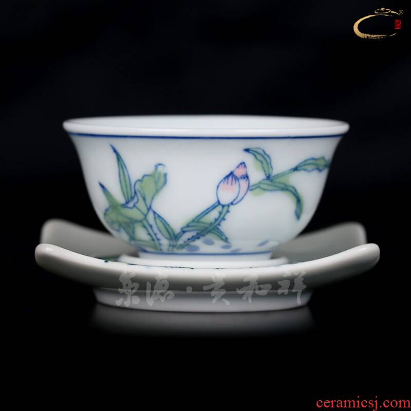 And auspicious suit hand - made cups tea cup with a cup of tea cup jingdezhen manual single CPU master CPU