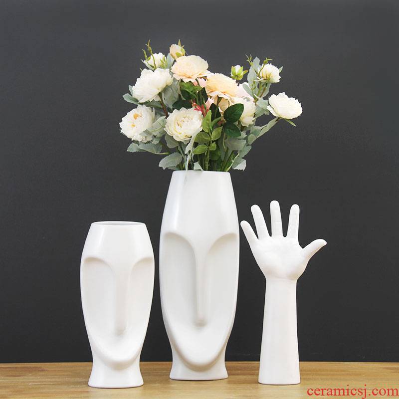 European white porcelain face vase I sitting room creative flower arranging, home furnishing articles face flower implement